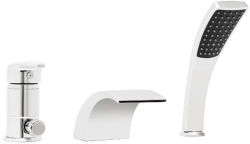 Смеситель для ванны/душа REA RIVEN на борт ванны, однорычажный, неповоротный, каскадный, длина излива 140 мм, латунь, цвет хром