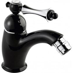 Смеситель для биде Cezares Margot, однорычажный, низкий, длина излива 122 мм, неповоротный, керамический, латунь, цвет черный матовый/хром, с донным клапаном