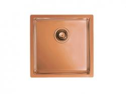 Мойка кухонная ALVEUS QUADRIX MONARCH 20 COPPER 39х45х20 см, слив 90, врезная вровень со столешницей, нержавеющая сталь с PVD покрытием, прямоугольная, цвет медь, без отверстия под смеситель