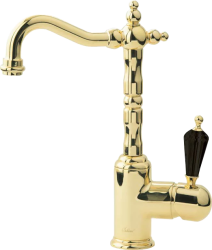 Смеситель для раковины/умывальника Boheme Tradizionale Nero, однорычажный, поворотный, керамический, длина излива 150 мм, латунь, цвет золото