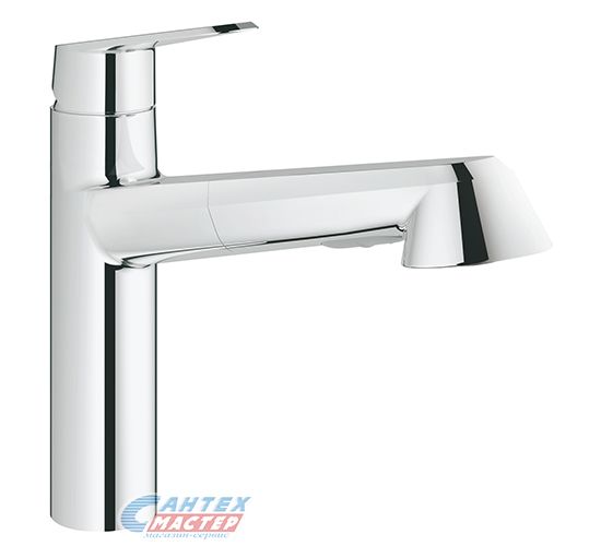 Смеситель для кухни/мойки Grohe Eurodisc Cosmopolitan однорычажный, керамический, с поворотным выдвижным изливом, длина 222 мм, латунь, цвет хром, кухонный, хромированный, вертикальный, однорукий, одноручный, однозахватный, одноручковые, кран