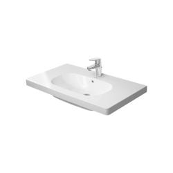 Раковина DURAVIT D-Code 85х48х18 см, подвесная, прямоугольная, санфарфор, цвет белый, с 1 отверстием под смеситель, крыло/полочка с двух сторон, слив/перелив