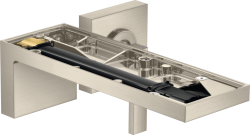 Смеситель для раковины Axor MyEdition, без панели, однорычажный, настенный/встраиваемый, скрытого монтажа, фиксированный излив, длина излива 22,1 см, керамический, латунь, цвет шлифованный никель, незапираемый сливной набор