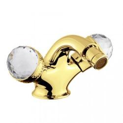 Смеситель для биде Migliore Axo Swarovski, двухвентильный,  неповоротный, длина 125 мм, керамический, латунь, цвет золото