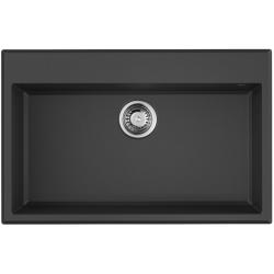 Мойка кухонная Omoikiri Tedori 79-BL, 51х79 см, врезная, из искусственного гранита (Tetogranit), прямоугольная, цвет черный, без отверстия под смеситель, без крыла, слив-перелив, врезная в столещницу, для кухни