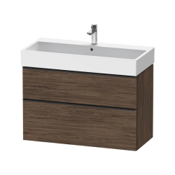 Тумба под раковину Duravit D-Neo, 98,4х44,2х62,5 см, подвесная, 2 выдвижных ящика, ДСП, цвет: орех темный, шкафчик навесной, прямоугольная, правая/левая, в ванную комнату