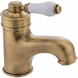 Смеситель для раковины Migliore Ermitage, однорычажный, излив короткий, неповоротный, длина 113 мм, керамический картридж, латунь, цвет бронза