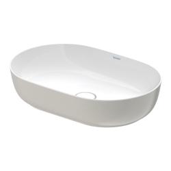 Раковина DURAVIT Luv WonderGliss 60х40х14 см, накладная, овальная, санфарфор, цвет белый глянцевый/серый матовый, без отверстия/площадки под смеситель, антигрязевое покрытие без перелива