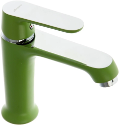 Смеситель для раковины/умывальника Accoona, однорычажный, неповоротный, керамический, длина излива 128 мм, цинк, цвет зеленый