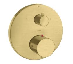 Смеситель для душа Axor Starck, термостатический, с запорным/переключающим вентилем, скрытого монтажа, настенный, без излива/шланга/лейки, круглый, латунный, цвет шлифованная медь, с термостатом, встроенный/встраиваемый/термостатный