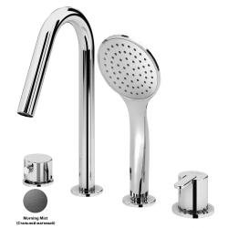 Смеситель для ванны/душа Cezares Leaf, на борт ванны, однорычажный, неповоротный, длина 163 мм, керамический, латунь, цвет матовая сталь