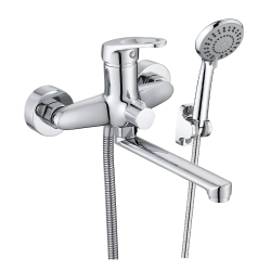 Смеситель для ванны/душа VIEIR настенный, однорычажный, поворотный, керамический, длина излива 200 мм, латунь, цвет хром