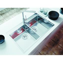 Мойка кухонная Florentina Логика-НМ с двумя чашами, 80х51х20,5 см, врезная, из нержавеющей стали, сатинированная, прямоугольная, без отверстия под смеситель, перелив в чаше