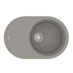 Мойка кухонная Lemark LACHA 760, 50х76х19,7 см, врезная, кварцгранит, овальная, цвет грей, без отверстия под смеситель, с крылом, оборачиваемая, слив-перелив, врезная в столещницу, для кухни