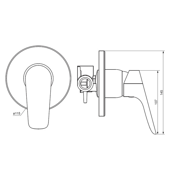 Смеситель для душа Damixa Jupiter, встраиваемый, однорычажный, керамический, без излива, латунь, комплект, цвет хром, для душа