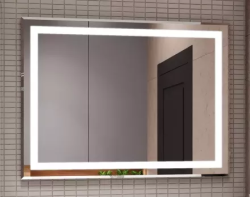 Зеркало Континент "Торрес Люкс", 80х60 см, с LED/ЛЕД-подсветкой, прямоугольное, выключатель сенсорный, для ванны, навесное/подвесное/настенное