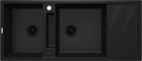 Мойка кухонная Deante Magnetic, 116х50 см, две чаши, врезная, гранит, прямоугольная, цвет черный, с отверстием под смеситель, с крылом, оборачиваемая, слив-перелив, врезная в столещницу