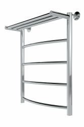 Полотенцесушитель 600х500 мм Indigo Arc LASHW60-50P 1/2"дюйма, водяной, с полкой, нижнее подключение, из нержавеющей стали, форма лесенка, настенный, цвет хром, для ванны, вертикальный