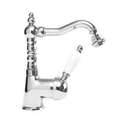 Смеситель для биде Cezares Elite, однорычажный, низкий, длина излива 155 мм, поворотный, керамический, латунь, цвет хром, с донным клапаном