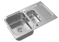 Мойка Oulin 80х50 см, врезная, двойная/две чаши, из нержавеющей стали, прямоугольная, с отверстием под смеситель, с крылом, оборачиваемая
