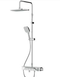 Душевая система AM.PM Func, высота 1460 мм, цвет хром, комплект: однорычажный смеситель с изливом/тропический душ (с верхней лейкой)/стойка/лейка/шланг, наружного монтажа