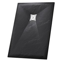 Душевой поддон RGW Stone Tray ST-B, 80х100х2,5 см, прямоугольный, из искусственного камня, низкий, цвет: черный, с антискользящим рельефным покрытием, без бортика, литой, литьевой, для душа
