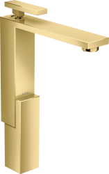 Смеситель для раковины/умывальника Axor Edge 280, однорычажный, фиксированный излив, длина излива 18 см, керамический, латунь, цвет полированное золото, со сливным клапаном Push-Open