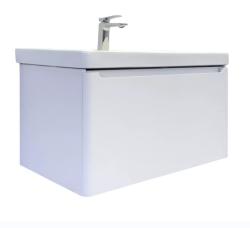 Тумба с раковиной Comforty Арзамас-80 размер 810х480х475 мм подвесная, 2 выдвижных ящика, ЛДСП/МДФ, прямоугольная, цвет белый матовый/раковина COMFORTY 4480, прямоугольная, цвет белый, встраиваемая 