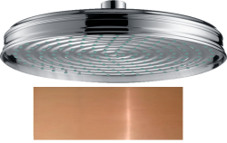 Верхний душ AXOR Montreux 240, настенный/потолочный монтаж, круглый, с 1 режимом, размер 24 см, металлический, цвет: полированная медь, для душа/ванной