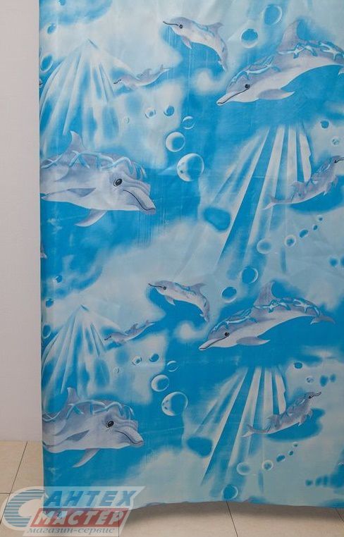 Шторка Delphinium для ванной комнаты WS-814 (S-16) 014 голубая 