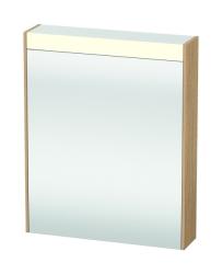 Зеркальный шкаф Duravit Brioso, 62х76х14,8 см, подвесной, цвет: натуральный дуб, зеркало с подсветкой LED/ЛЭД, выключатель/розетка, с 1 распашной дверцей/одностворчатый, 2 стеклянные полки, прямоугольный, левый