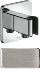 Держатель для душевой лейки Axor Urquiola Porter со шланговым подсоединением, настенный, металлический, цвет: шлифованный никель, для душевого шланга, для душа/ванной/душевой кабины