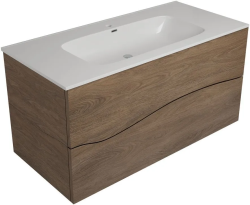 Тумба под раковину Allen Brau Glority 100, подвесная, 1000х460х519 мм 2 выдвижных ящика, цвет дуб антик, прямоугольная, в ванную комнату, стиль модерн