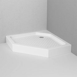 Душевой поддон Am.Pm Gem 90х90х14 см цвет белый, пятиугольный, акриловый, каркас, средний, цвет белый, для душа, душевых уголков