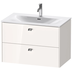 Тумба под раковину Duravit Brioso, 82х47,9х55,5 см, подвесная, 2 выдвижных ящика, ДСП, цвет: белый матовый/хром, шкафчик навесной, механизм доводчика, прямоугольная, правая/левая, в ванную комнату
