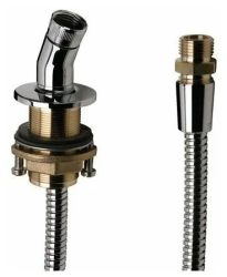 Держатель для душевой лейки Hansgrohe, для установки на край ванны, округлый, латунный, цвет хром, держатель для душа/шланг для душа, для душа/ванны