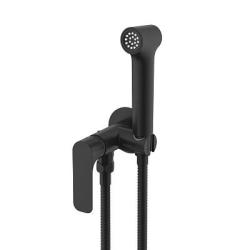 Смеситель с гигиеническим душем Raglo R03.52.06 встраиваемый, однорычажный, керамический, без излива, с гибким шлангом/лейкой, латунь, цвет черный