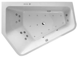 Ванна Duravit Paiova 5 190х140 см гидромассажная, пристенная, акриловая, цвет: белый, с рамой/сливом-переливом/фронтальной панелью, асимметричная/угловая, с системой гидромассажа Combi-System E, c двумя наклонами для спины, левая