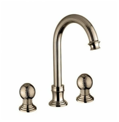Смеситель для раковины Cezares Olimp, на 3 отверстия, двухвентильный, высокий, длина излива 155 мм, неповоротный, керамический, латунь, цвет бронза, с донным клапаном