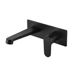 Смеситель для раковины/умывальника Aquatek Оберон встраиваемый, однорычажный, неповоротный, латунь, длина излива 184 мм, керамический, цвет матовый черный