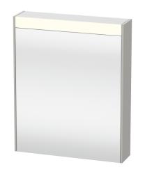 Зеркальный шкаф Duravit Brioso, 62х76х14,8 см, подвесной, цвет: бетонно-серый, зеркало с подсветкой LED/ЛЭД, выключатель/розетка, с 1 распашной дверцей/одностворчатый, 2 стеклянные полки, прямоугольный, правый