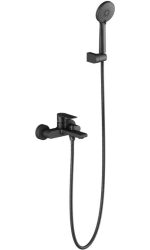 Смеситель для ванны/душа Aquatek Лира однорычажный, керамический, настенный, излив фиксированный 189 мм, с гибким шлангом, душем/лейкой, латунь, цвет черный матовый