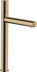 Смеситель для раковины/умывальника Axor Uno 260, однорычажный, с рукояткой zero, фиксированный излив, длина излива 19,8 см, керамический, латунь, цвет полированная бронза, с незапираемым сливным набором