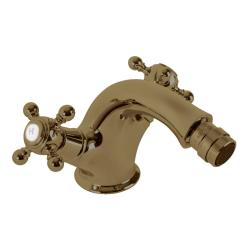 Смеситель для биде Cezares Golf, двухвентильный, низкий, длина излива 109 мм, неповоротный, керамический, латунь, цвет бронза, с донным клапаном