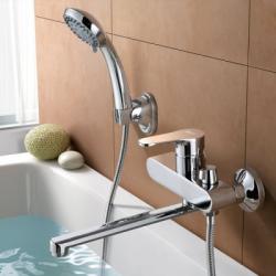 Смеситель для ванны/душа SHEVANIK настенный, однорычажный, поворотный, длина 380 мм, латунь, цвет хром