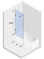 Душевая шторка на ванну Riho VZ Scandic NXT X107, 80х150 см, прозрачное стекло/профиль хром, распашная, плоская/панель, левая, левосторонняя, (душевая шторка для ванны)