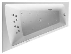 Ванна Duravit Paiova 180х140 см гидромассажная, встраиваемая, акриловая, цвет: белый, с ножками/сливом-переливом, без фронтальной панели, трапециевидная/угловая, с системой гидромассажа Combi-System Р, c наклоном для спины слева, левая