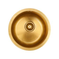 Мойка кухонная Paulmark WERRA, 46х46х20 см, врезная, нержавеющая сталь, круглая, цвет брашированное золото, без отверстия под смеситель, без крыла, слив-перелив, врезная в столещницу, для кухни Мойка кухонная Paulmark WERRA, 46х46х20 см, врезная, нержавеющая сталь, круглая, цвет брашированное золото, без отверстия под смеситель, без крыла, слив-перелив, врезная в столещницу, для кухни