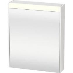 Зеркальный шкаф Duravit Brioso, 62х76х14,8 см, подвесной, цвет: белый глянец, зеркало с подсветкой LED/ЛЭД, выключатель/розетка, с 1 распашной дверцей/одностворчатый, 2 стеклянные полки, прямоугольный, левый