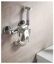 Смеситель LEDEME с гигиеническим душем, настенный, однорычажный, керамический, без излива, латунь, цвет хром